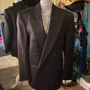 Classic Black Double-Breasted Men's Blazer